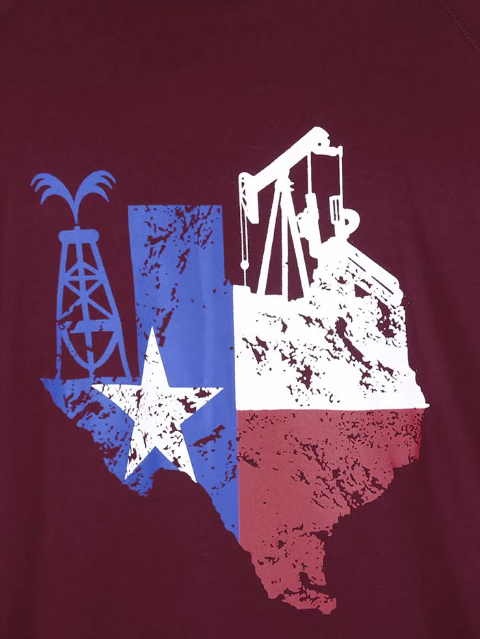 Forge Fr Men's Graphic Printed Burgundy Long Sleeve T-shirt