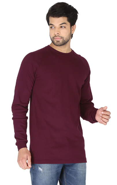 Forge Fr Men's Graphic Printed Burgundy Long Sleeve T-shirt