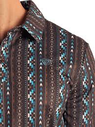 ROCK&ROLL AZTEC PRINT POLO - DARK BROWN