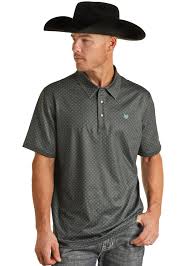 PANHANDLE SS GEO SNAP KNIT POLO - TURQUOISE