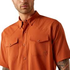Camisa ARIAT Western Venttek Snp Baked Clay SS