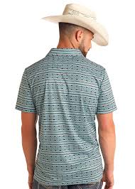 ROCK&ROLL RR AZTEC PRINTED POLO - TEAL