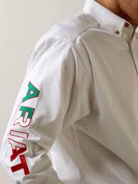 ARIAT Team Logo Twill Clssc White Mexico LS SHRT