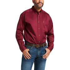 Ariat Solid Twill Clssc Burgundy LS SHRT