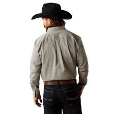 ARIAT Team Logo Twill CLSSC Grey/Black LS SHRT