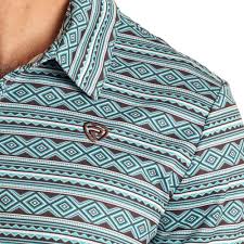 ROCK&ROLL RR AZTEC PRINTED POLO - TEAL