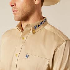 Ariat Team Logo Twill Khaki LS SHRT