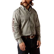 ARIAT Team Logo Twill CLSSC Grey/Black LS SHRT