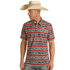ROCK&ROLL SS AZTEC STRIPE POLO - RED