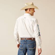 Ariat Team Logo Twill White LS SHRT