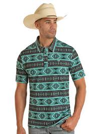 PANHANDLE SS AZTEC STIPED SNAP KNIT POLO - TURQUOISE