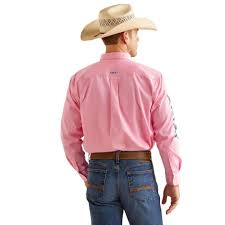 ARIAT Team Logo Twill Pink/ Directoire Blue LS SHRT