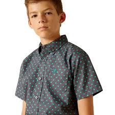 ARIAT YOUTH JOHNNIE SS SHRT - GRAY