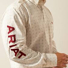 Ariat Team King White/Brick LS SHRT