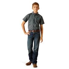 ARIAT YOUTH JOHNNIE SS SHRT - GRAY