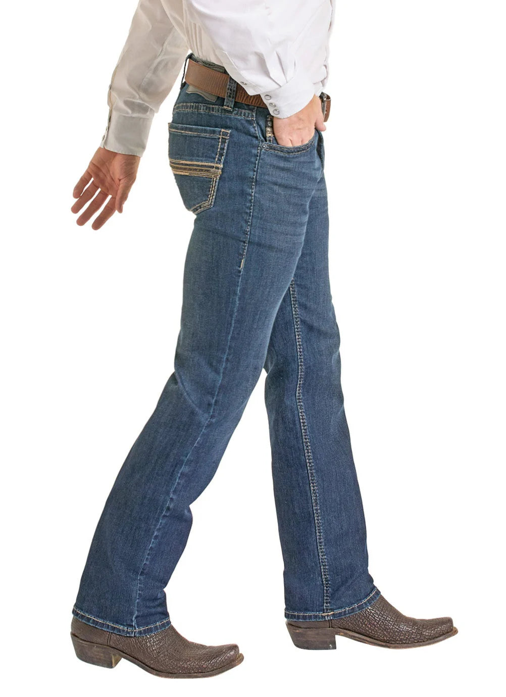 Slim Fit Embroidered Pocket Straight Leg Jeans
