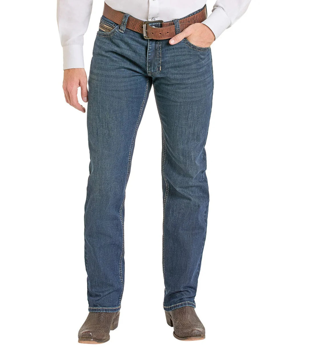Slim Fit Embroidered Pocket Straight Leg Jeans