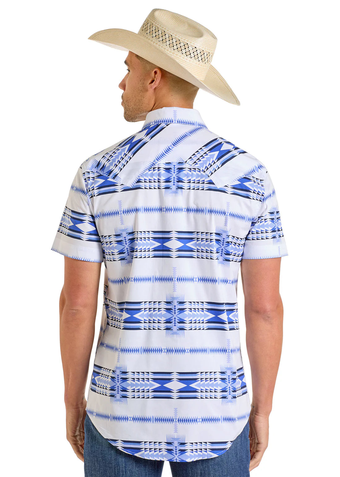 Rock&Roll Aztec Print SS Snap - White