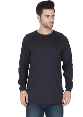 Forge Fr Men's Graphic Printed Navy Long Sleeve T-shirt