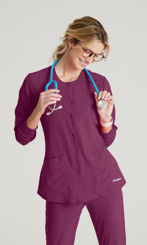 Stability 2-Pocket Crewneck Snap-Front Scrub Jacket