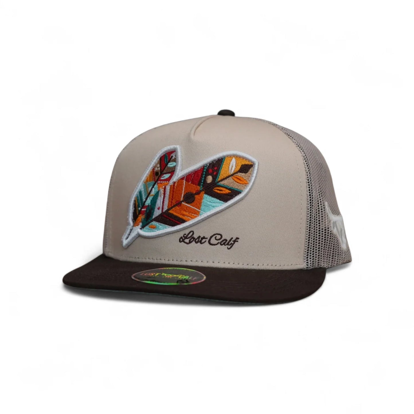 Lost Calf Tribe Patch Brown Flat Bill Trucker Hat