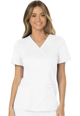Women's Mock Wrap Solid Scrub Top