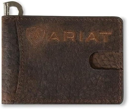 Ariat Money Clip Wallet Bull Hide Brown