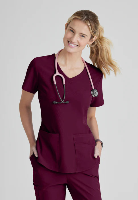 Breeze 3-Pocket Curved V-Neck Scrub Top-Plus