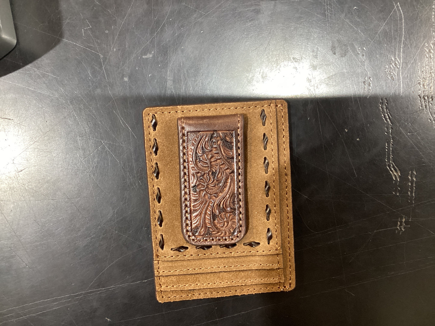 Brown leather Money clip