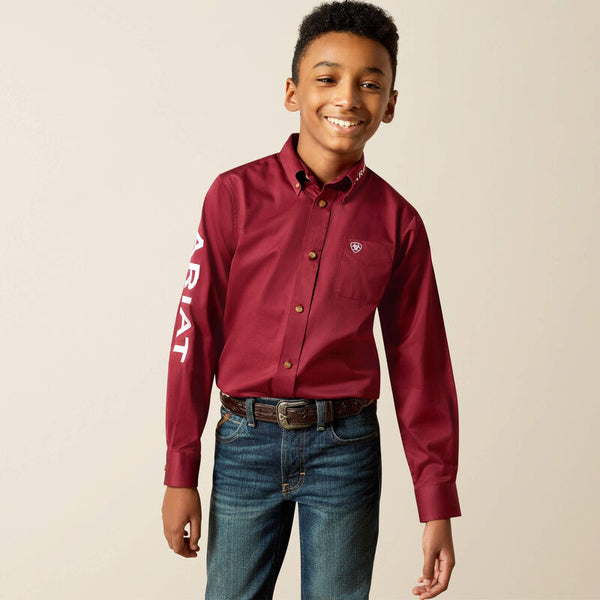 Ariat Youth Team Logo Twill Classic Long Sleeve Shirt