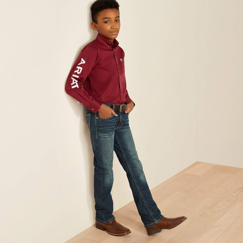 Ariat Youth Team Logo Twill Classic Long Sleeve Shirt
