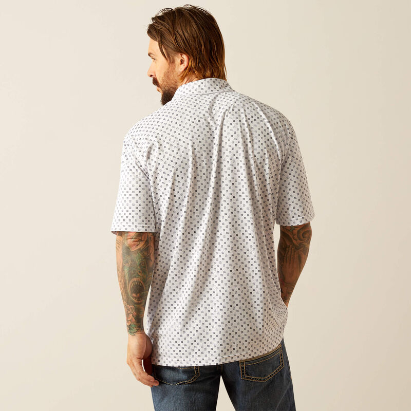 ARIAT All Over White Geo SS Polo