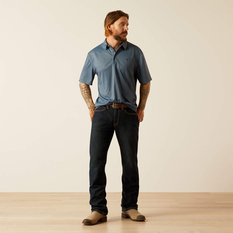 Ariat All Over Newsboy Blue SS Polo