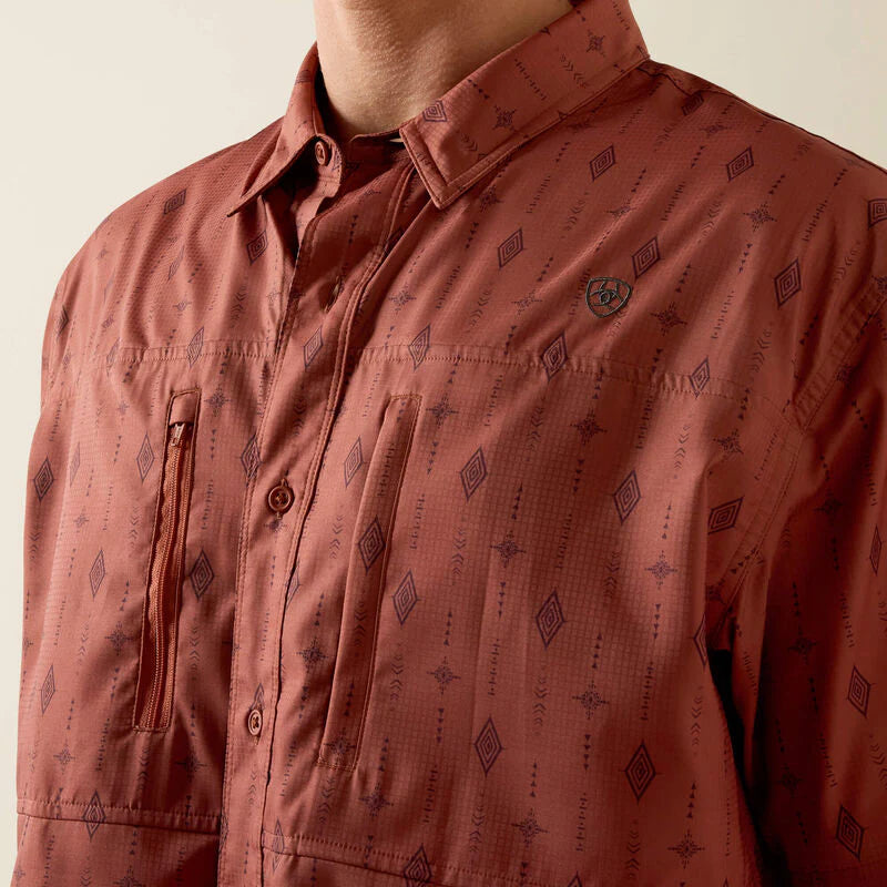 Men's Ariat Copper Brown Printed VentTEK Classic Fit Shirt