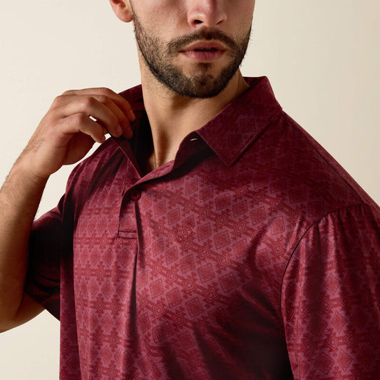 Ariat Men's All Over Print Heathered Classic Fit Polo - Big and Tall