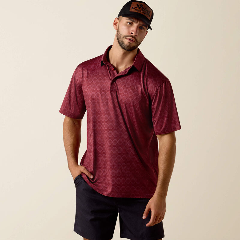 Ariat Men's All Over Print Heathered Classic Fit Polo - Big and Tall