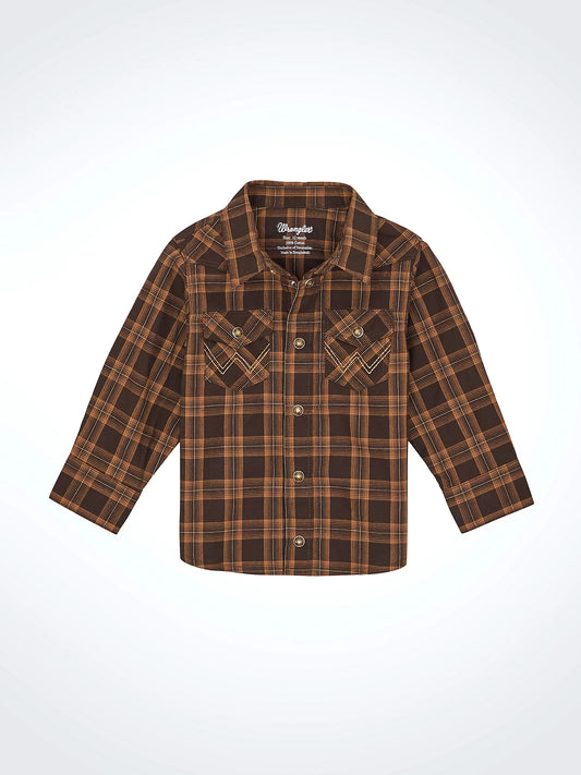 Little Boy's Long Sleeve Plaid Western Snap Shirt
