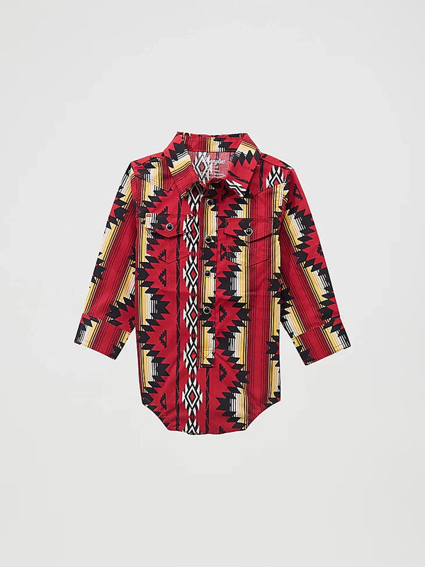 Wrangler Infant Boy's Fiery Red Checotah Bodysuit