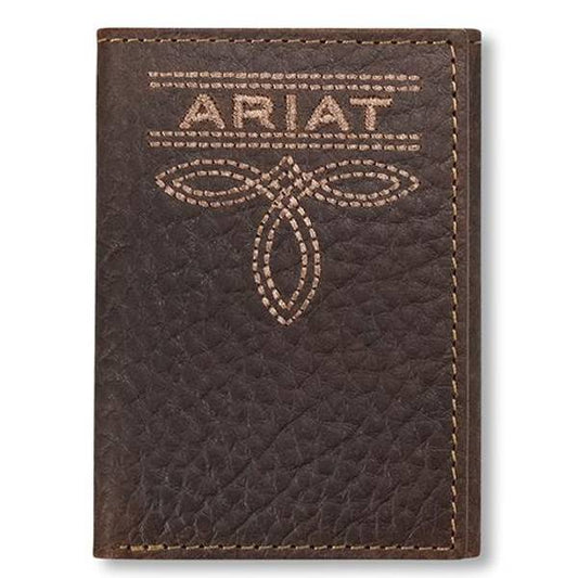 Ariat Mens Trifold Style Wallet Bug Stitch Brown