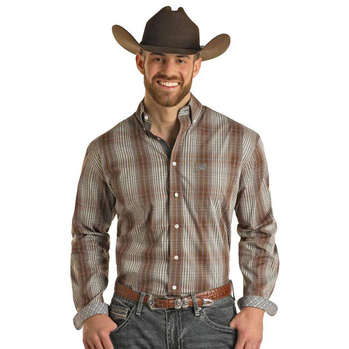 Panhandle Men's Brown Button Down Shirt