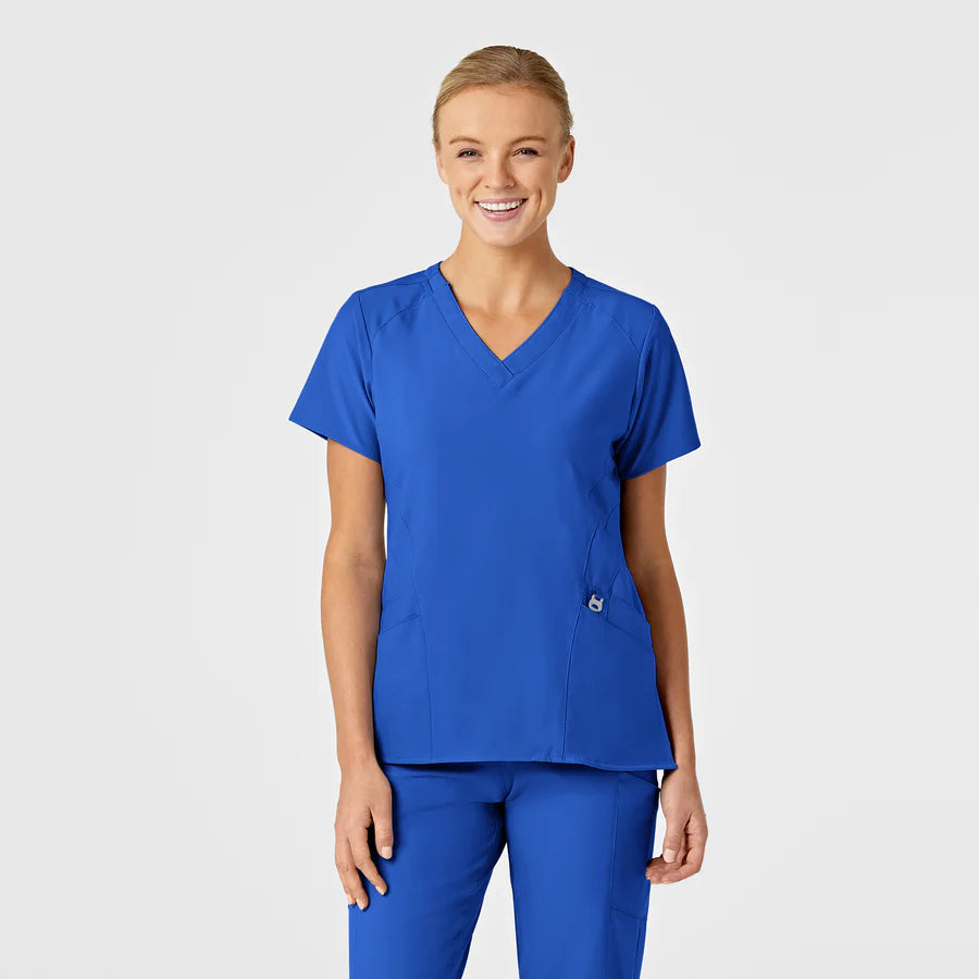 W123 Women's Stylized V-Neck Scrub Top - PLUS
