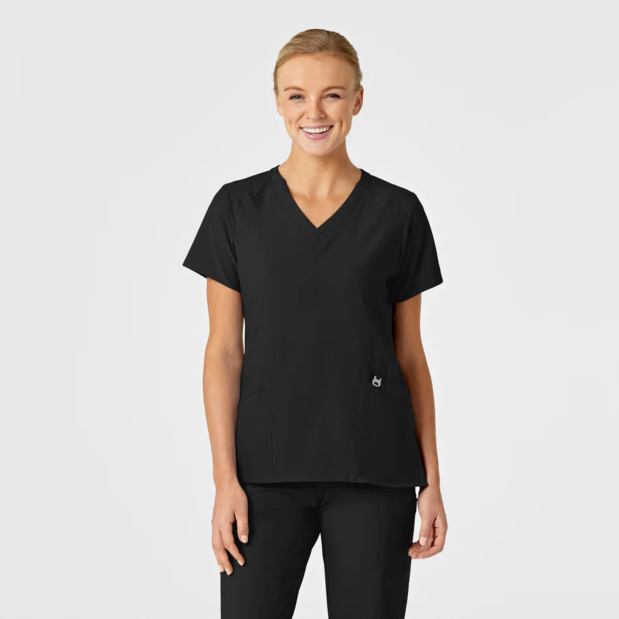 W123 Women's Stylized V-Neck Scrub Top - PLUS