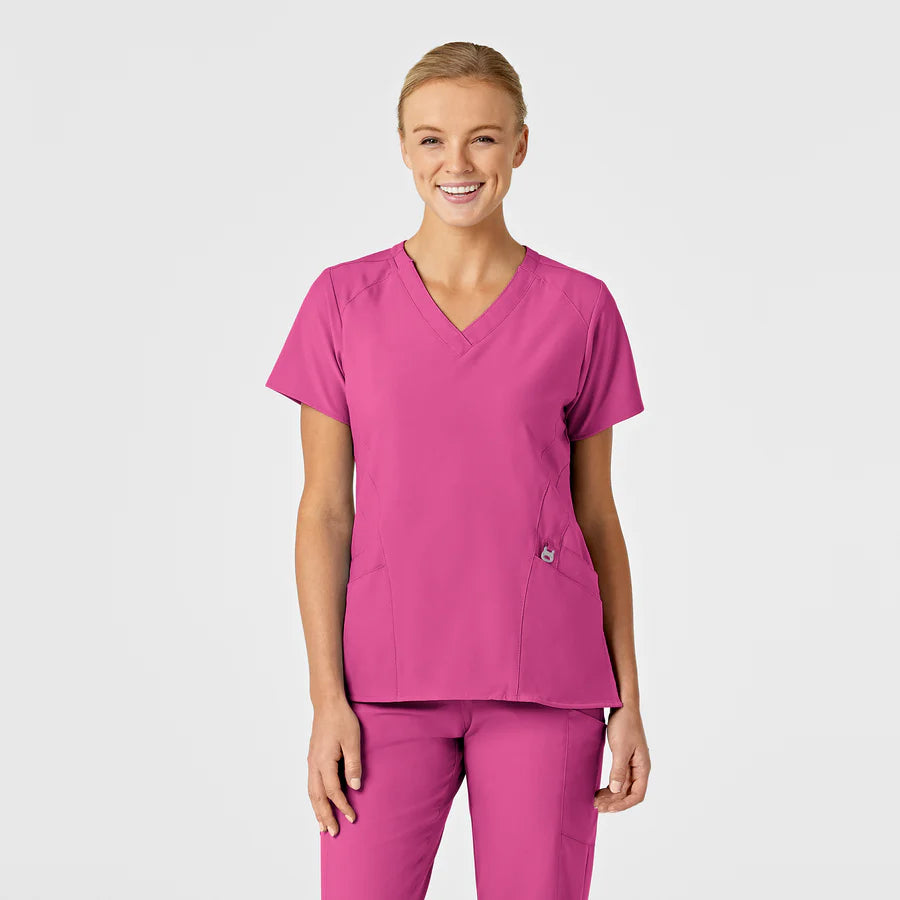 W123 Women's Stylized V-Neck Scrub Top - PLUS