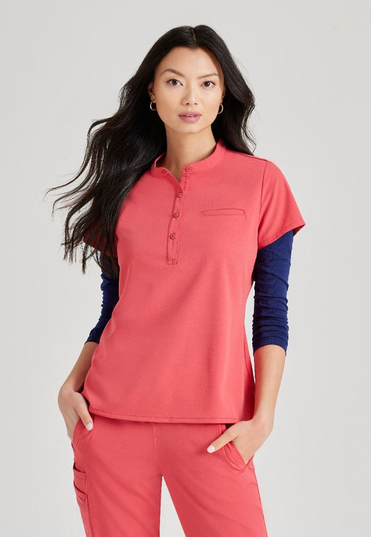 Mission 1-Pocket Henley Neck Scrub Top