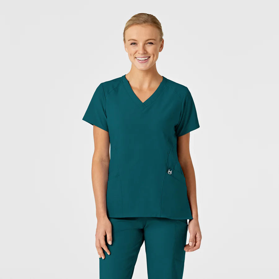 W123 Women's Stylized V-Neck Scrub Top - PLUS