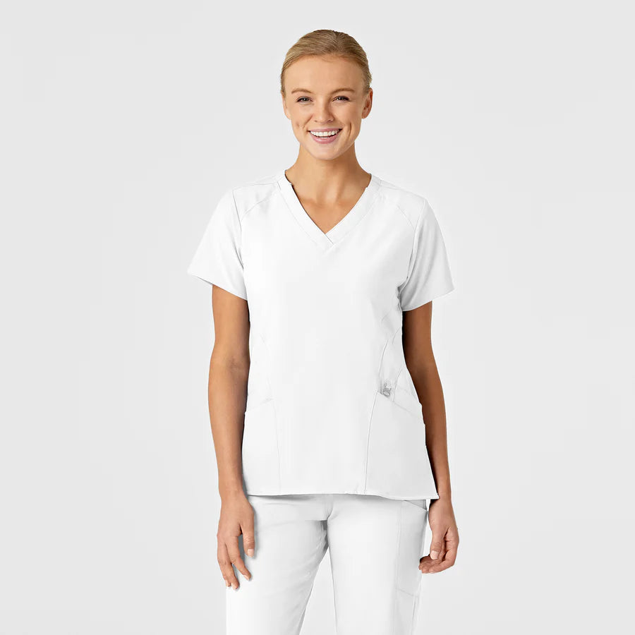 W123 Women's Stylized V-Neck Scrub Top - PLUS