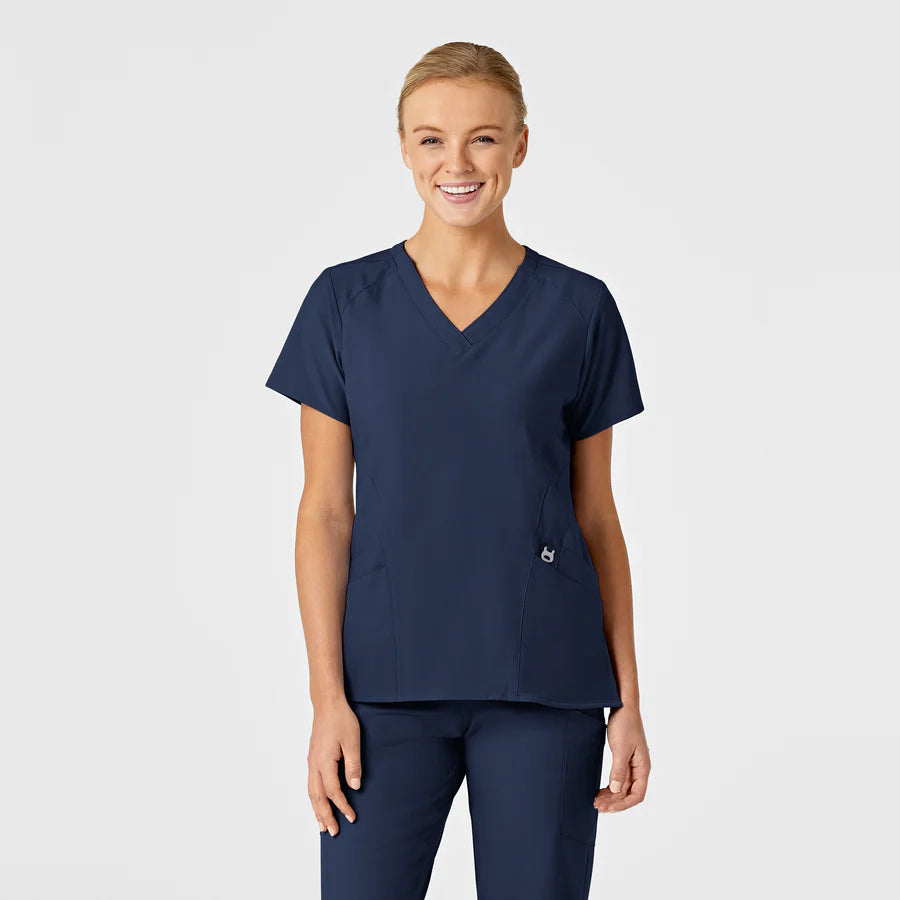 W123 Women's Stylized V-Neck Scrub Top - PLUS