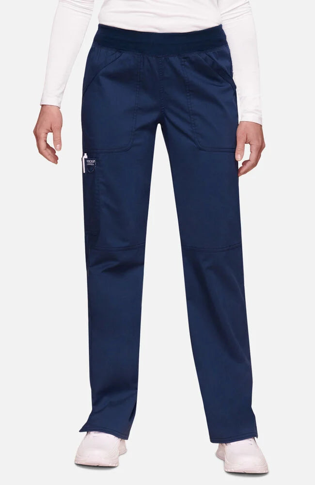 Women's Elastic Waist Cargo Pocket Scrub Pant - Petite