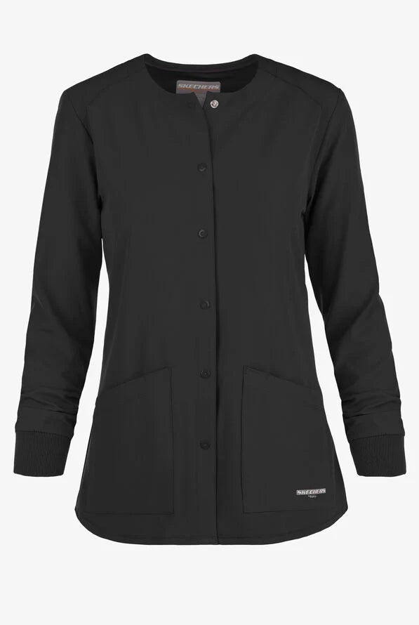 Stability 2-Pocket Crewneck Snap-Front Scrub Jacket