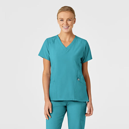 W123 Women's Stylized V-Neck Scrub Top